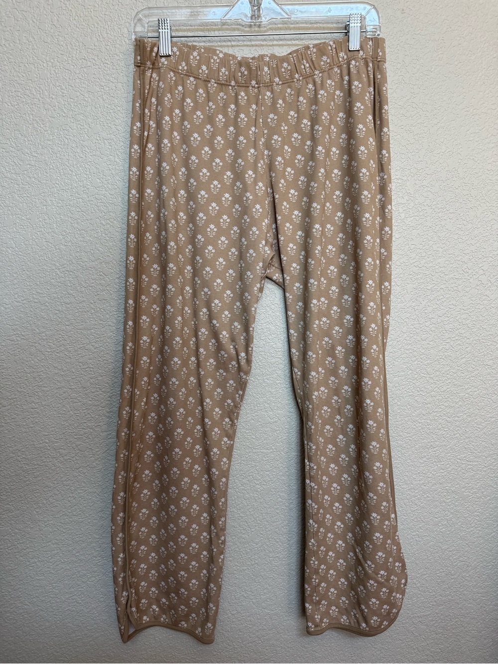 LAKE Pima Cotton Micro Floral Lounge Pants Women’s M Tan White